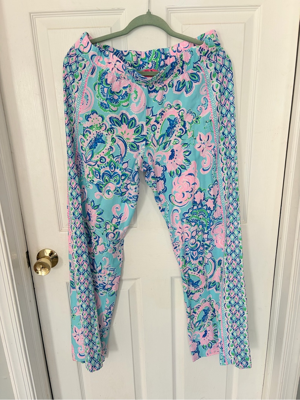 Lilly Pulitzer Wide Leg Pants in Aqua, Pink & Green Floral